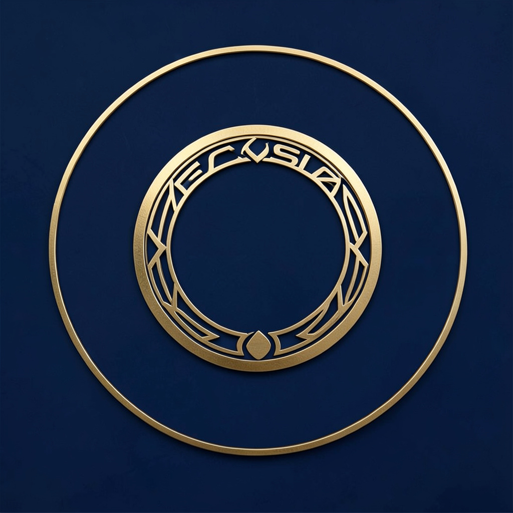 Circular gold emblem on a navy background, representing the ECASIA conference mark