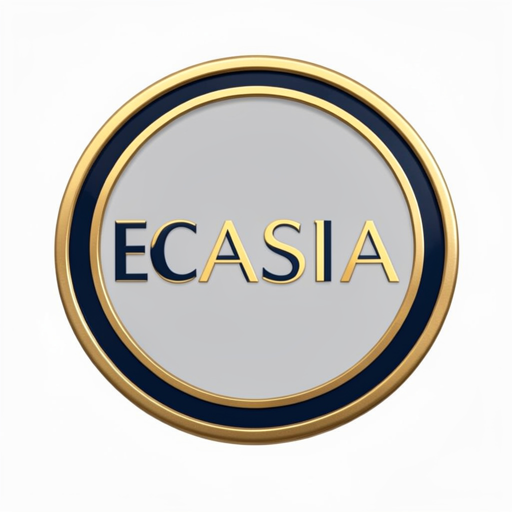 Circular gold and navy emblem representing the ECASIA conference mark